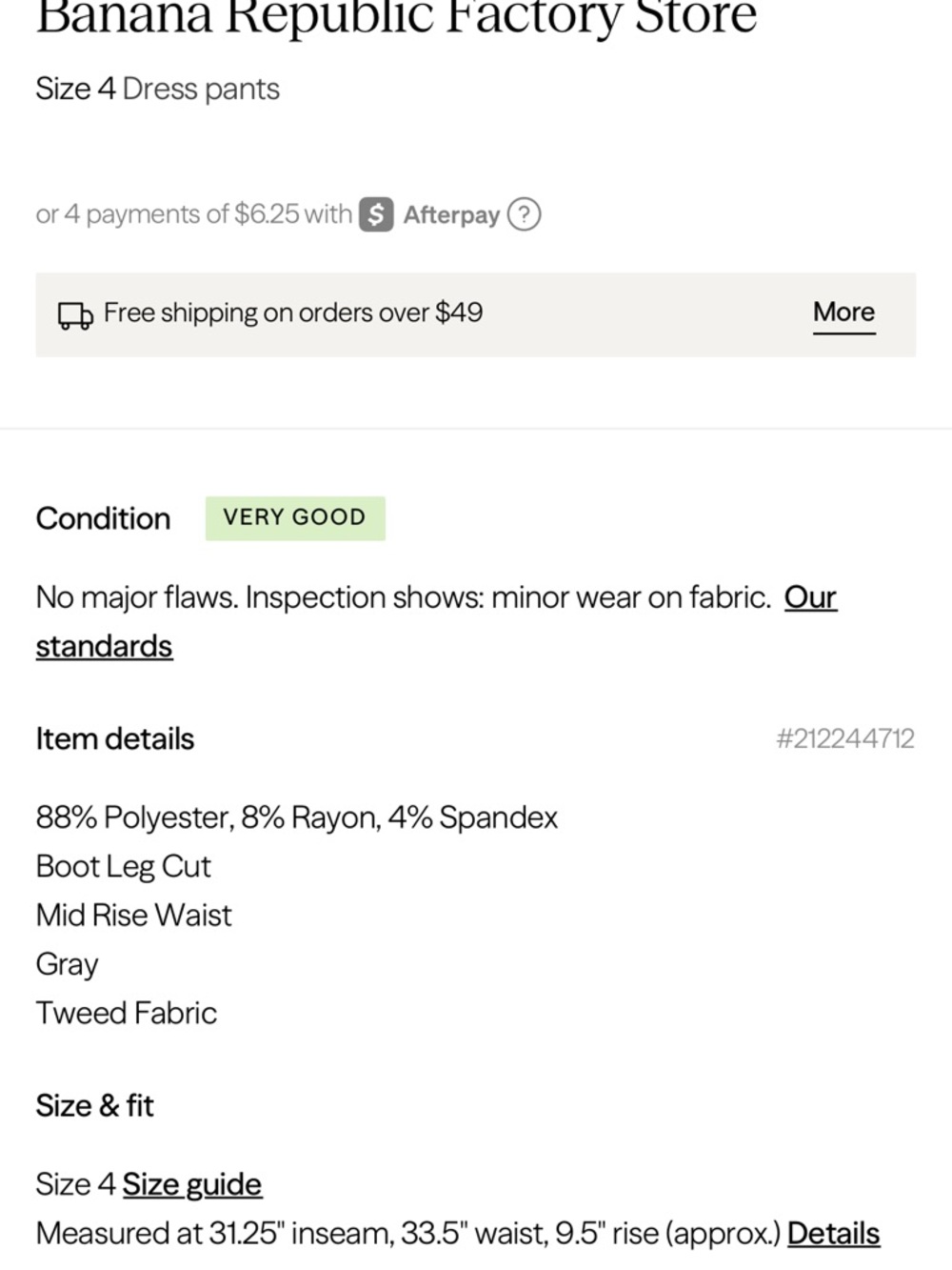 Banana Republic Factory Women's Gray Straight-Leg Dress Pants - Picture 6 of 6